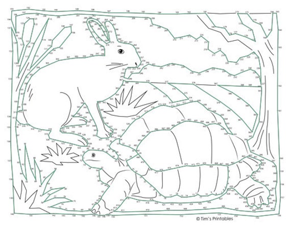 Tortoise and hare fable dot