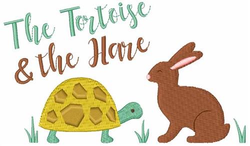 Tortoise hare fable childrens story characters animals embroidery design