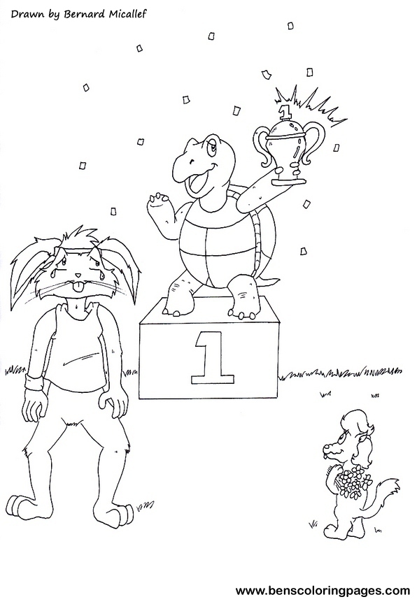 The tortoise and the hare fable coloring page