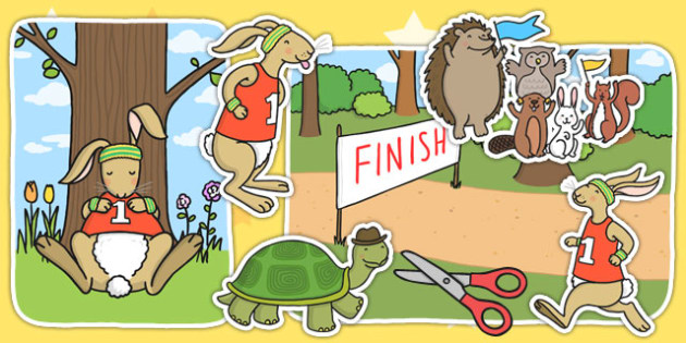 The tortoise and the hare story cut outs teacher made