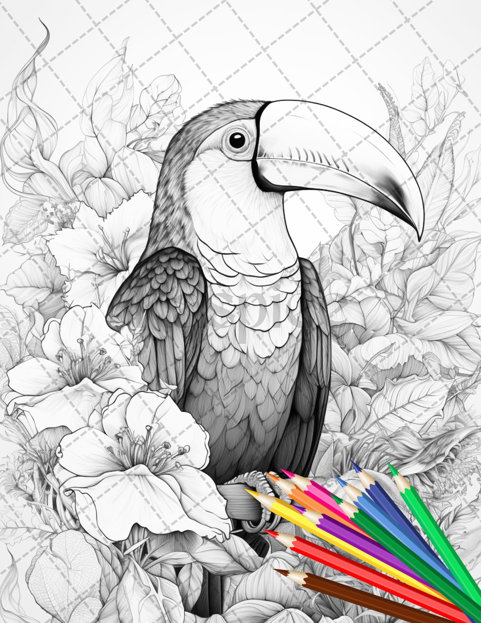 Animal floral printable coloring pages for adults grayscale colori â coloring