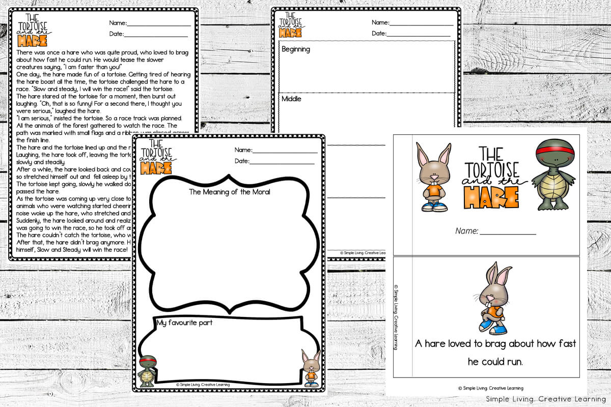 Aesops fables printables the tortoise and the hare printables