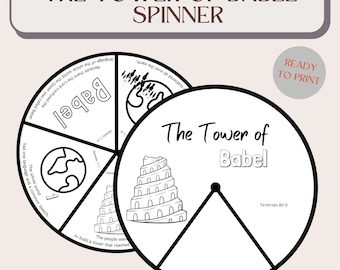 The tower of babel coloring spinner wheel the tower of babel craft sunday school craft kids ministry craftl bible activity for kids instant download