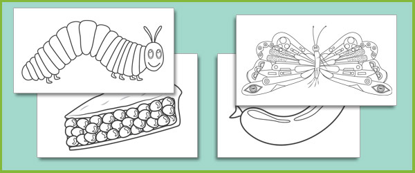 Early learning resources the very hungry caterpillar colouring sheets