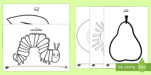 Coloring sheets to support teaching on the very hungry caterpillar