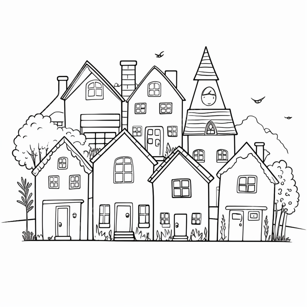 City with cartoon houses coloring page car drawing city drawing cartoon drawing png transparent image and clipart for free download