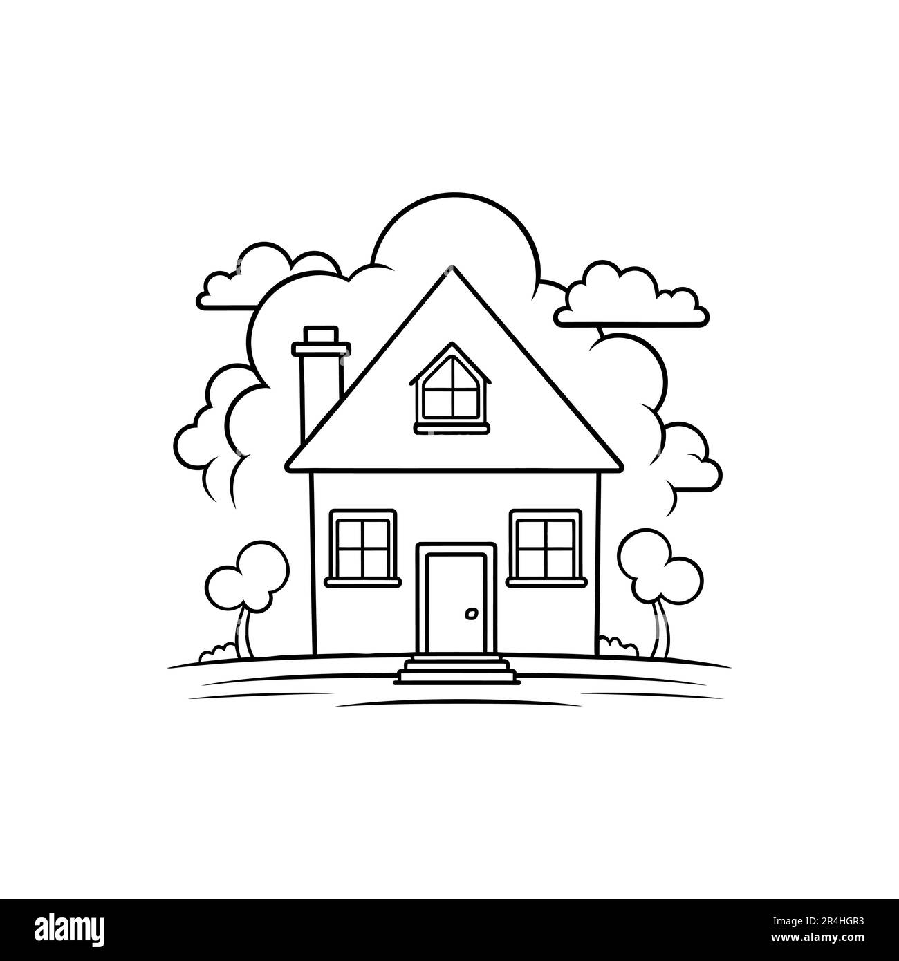 Cute simple outline house line vector for coloring book isolated on white background stock vector image art