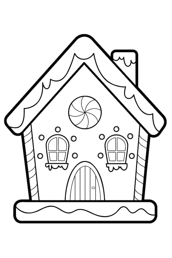 Holiday gingerbread house coloring page