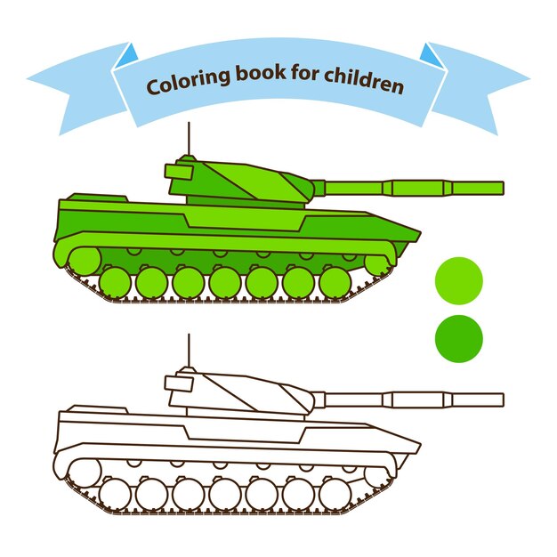 Premium vector modern tank military toy coloring book