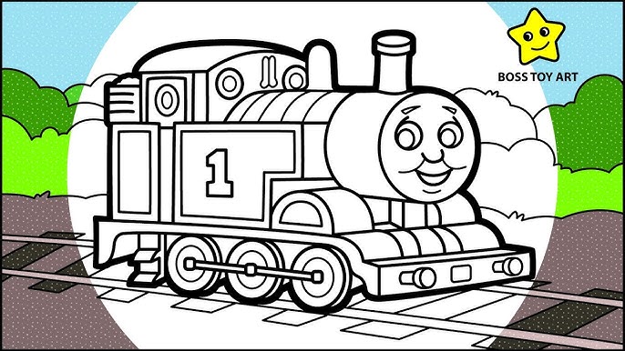 How to draw thoas train learn colors easy drawing painting coloring pages for kids