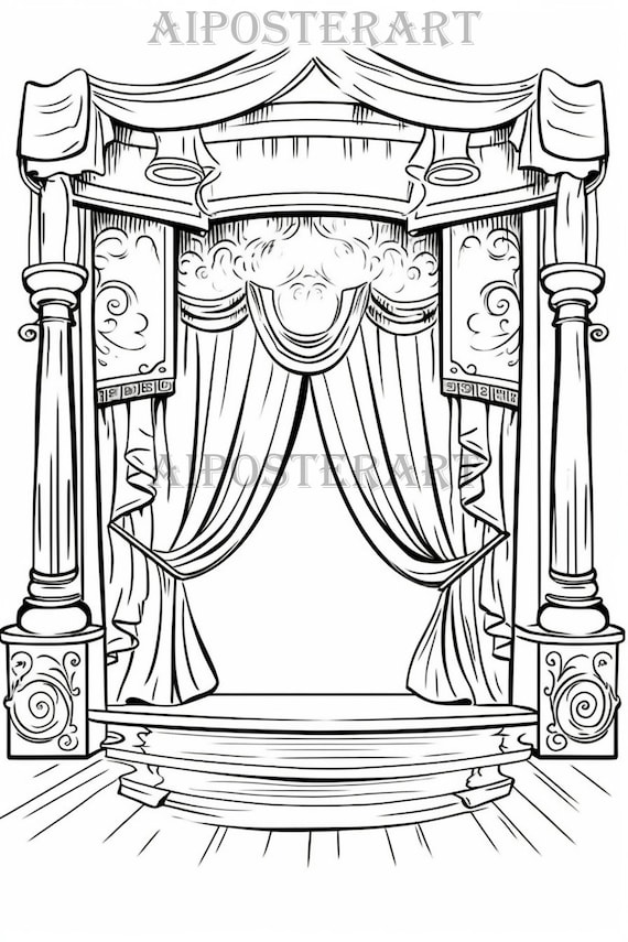 Theatre stage coloring page for adults printable coloring sheet showbiz drama coloring sheet high resolution x pixels