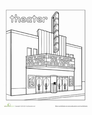 Paint the town theater worksheet education coloring pages education towns