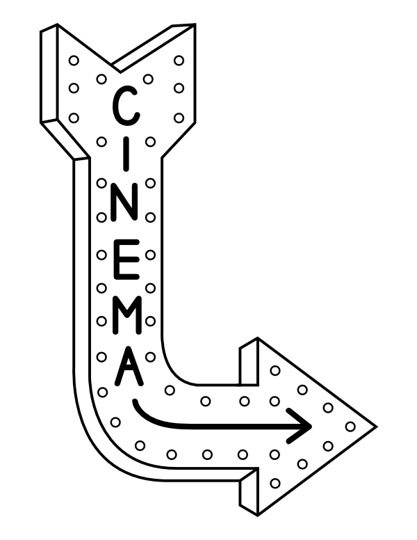 Printable cinema sign coloring page