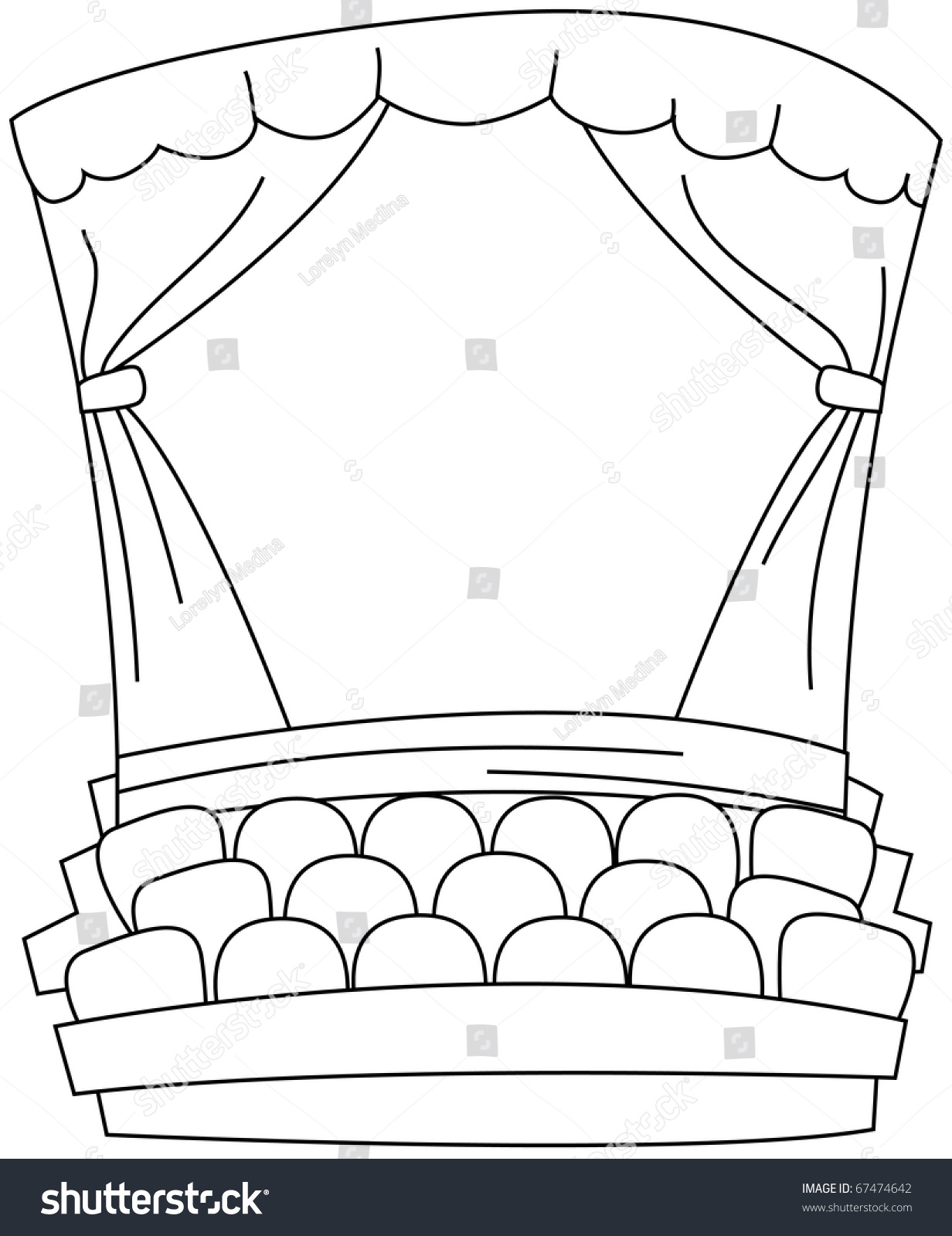 Line art illustration empty theater coloring stock vector royalty free