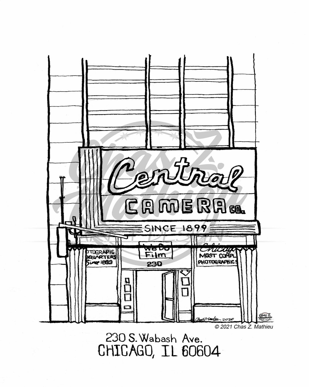 Central camera x coloring page