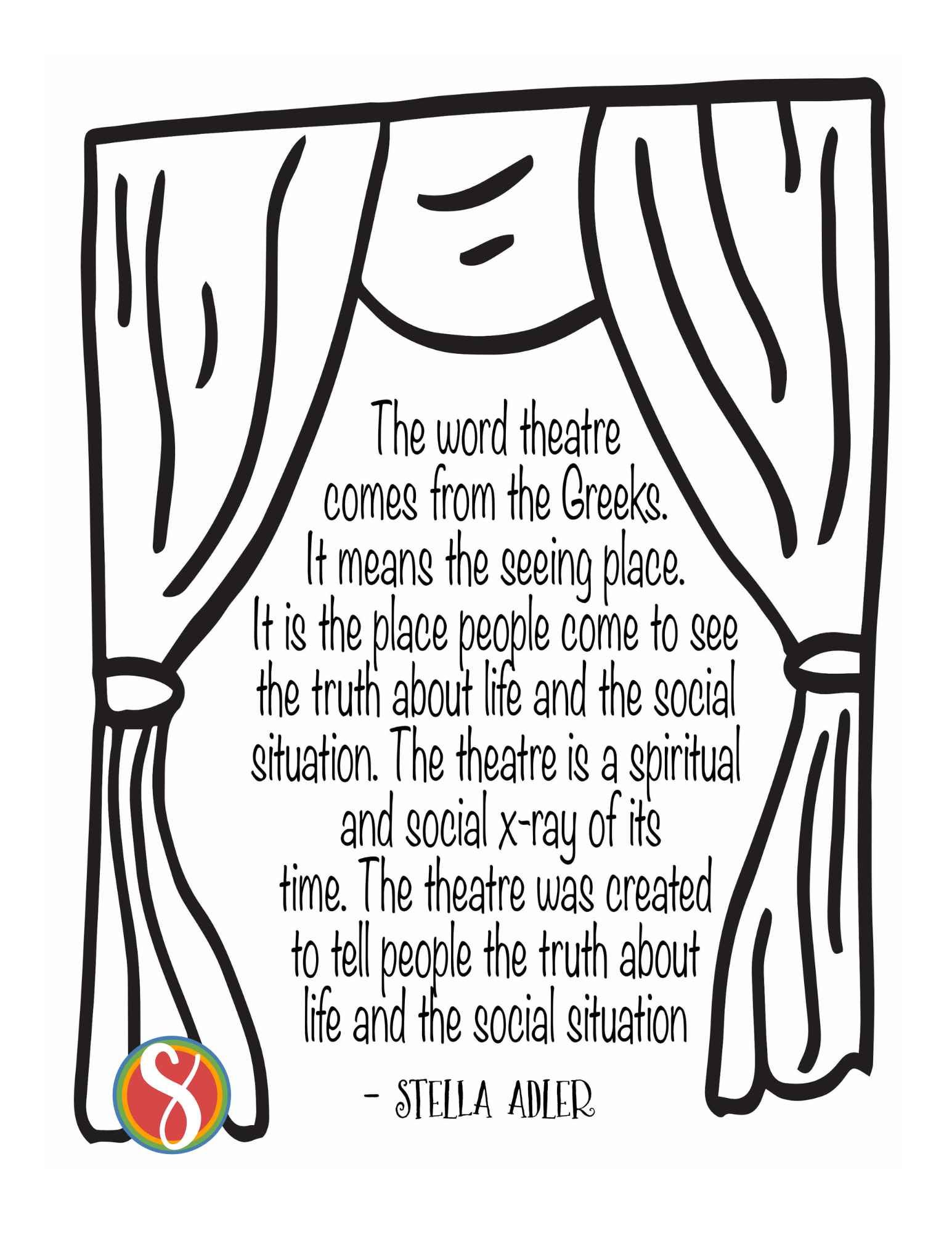 Quotes about theater coloring pages â stevie doodles