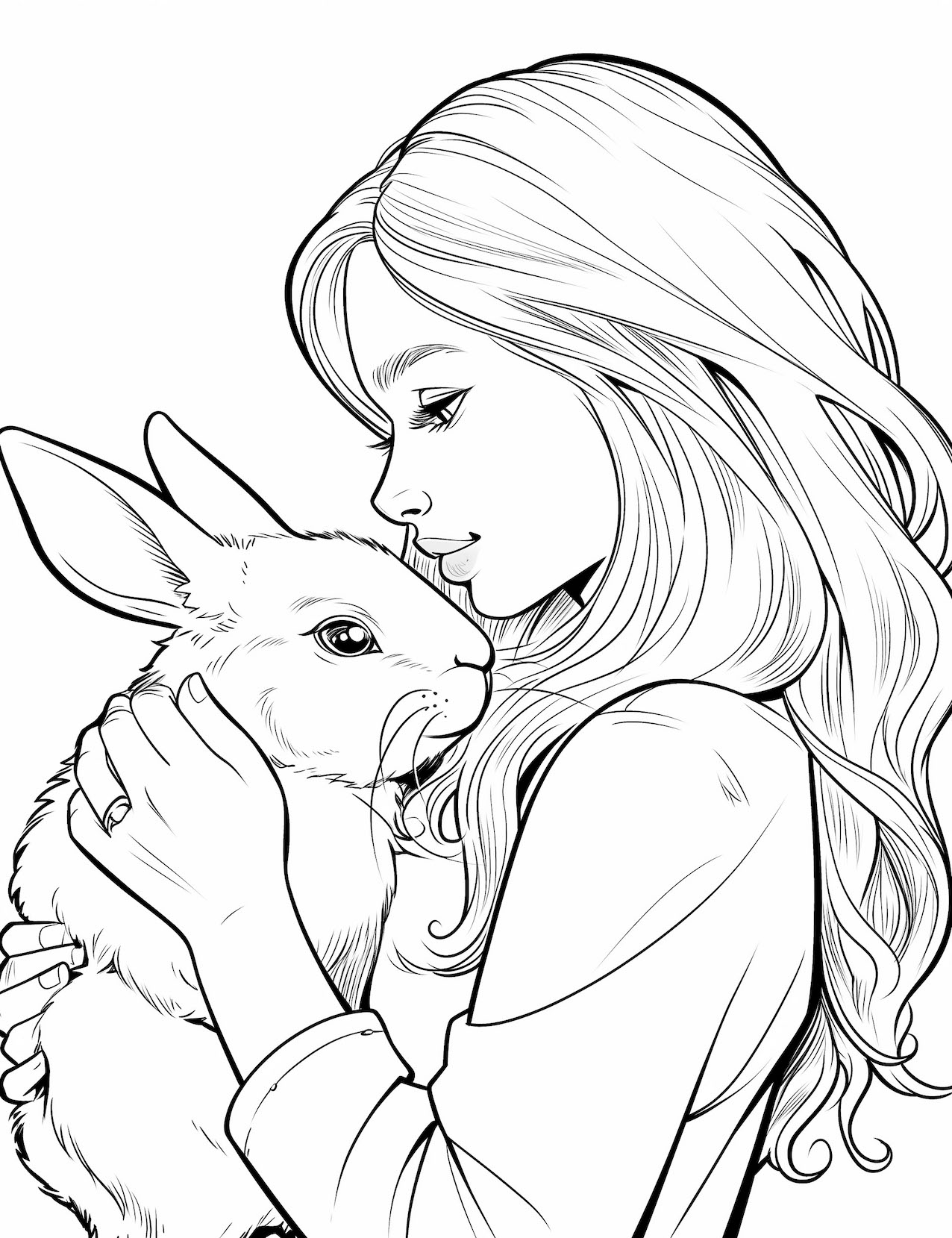 Cute bunny coloring pages for kids and adults