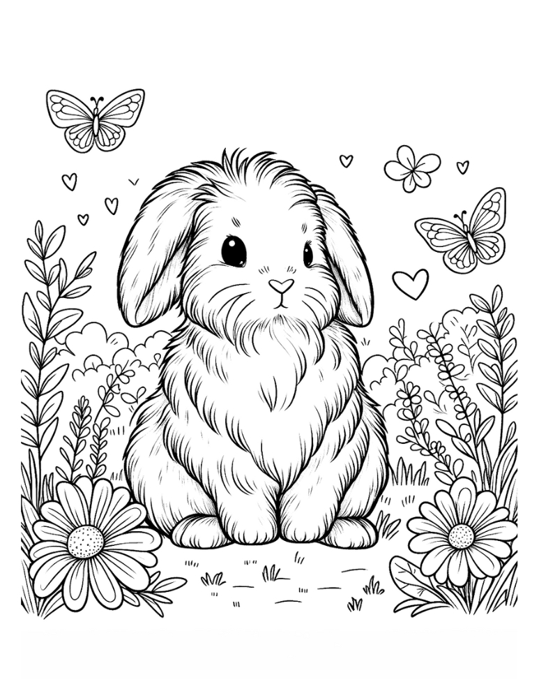 Free bunny coloring pages for kids