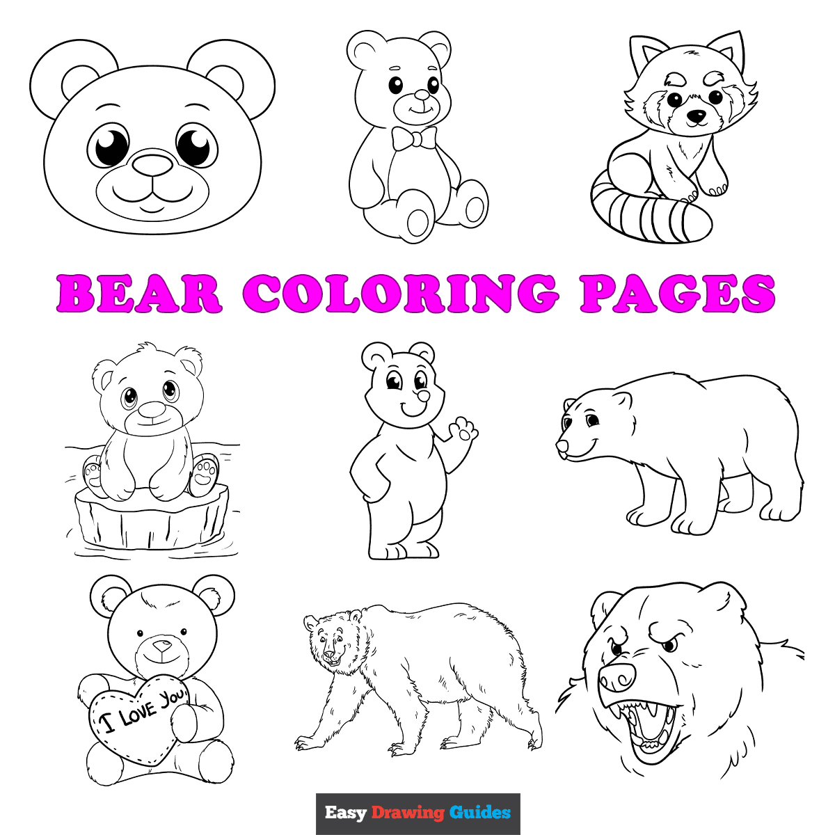 Bear drawings easy drawing guides