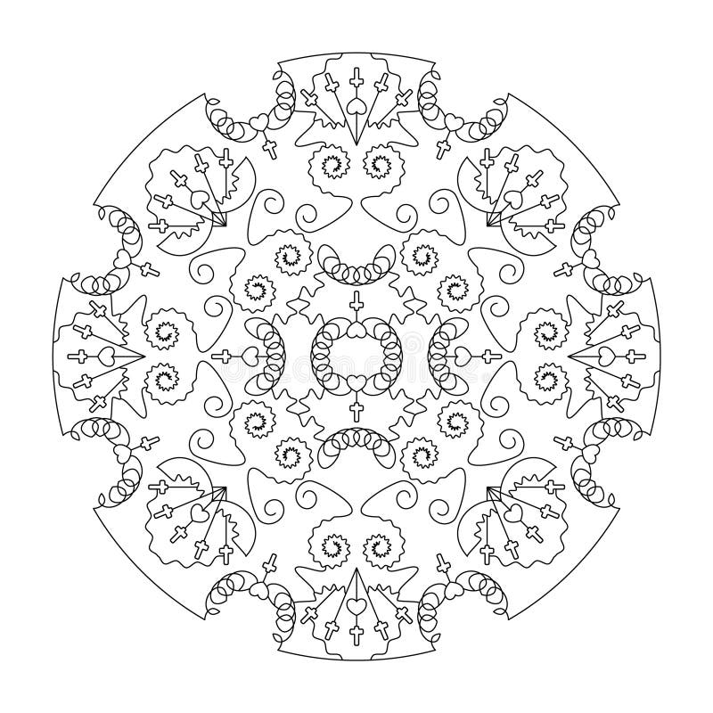 Mandala with hearts and crosses anti