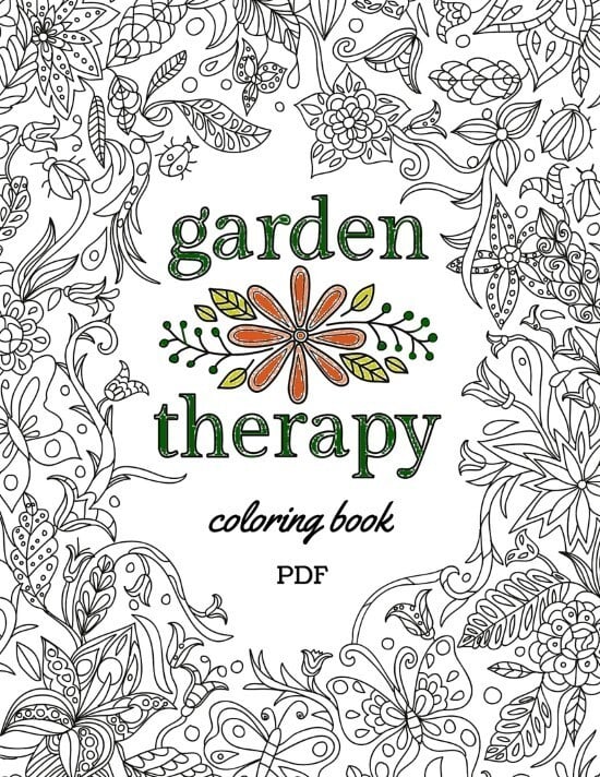 Garden therapy coloring book