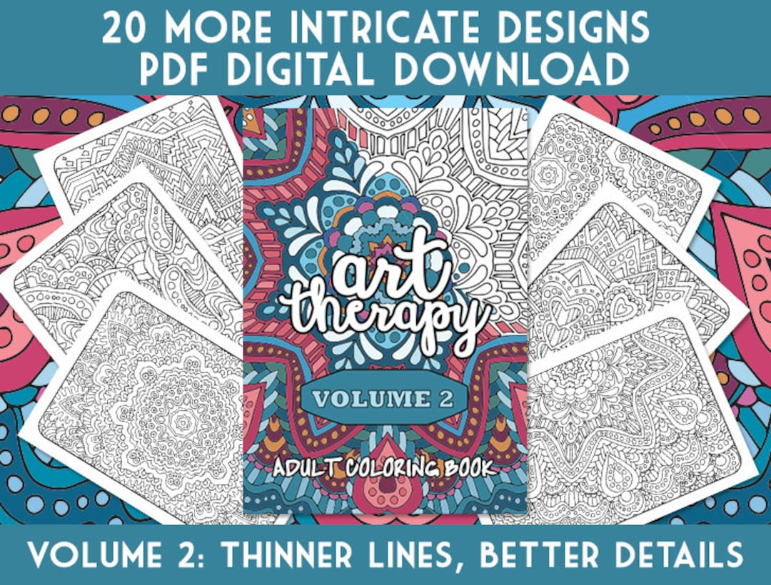 Adult coloring book art therapy volume printable pdf coloring book digital download print at home adult coloring page patterns