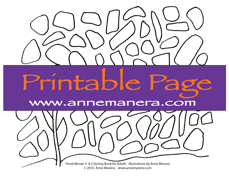 Printable floral coloring page by anne manera pdf file digital download