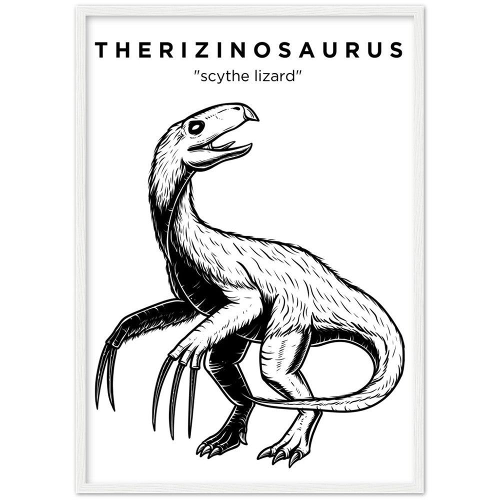 Therizinosaurus dinosaur wooden framed poster â gage beasley