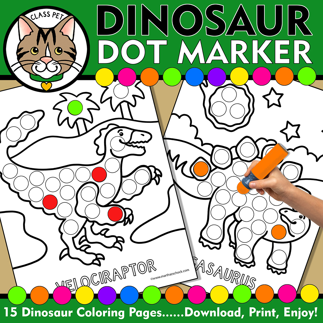 Dinosaur dot marker coloring pages dinosaur do a dot printable dinosaur fine motor activity made by teachers