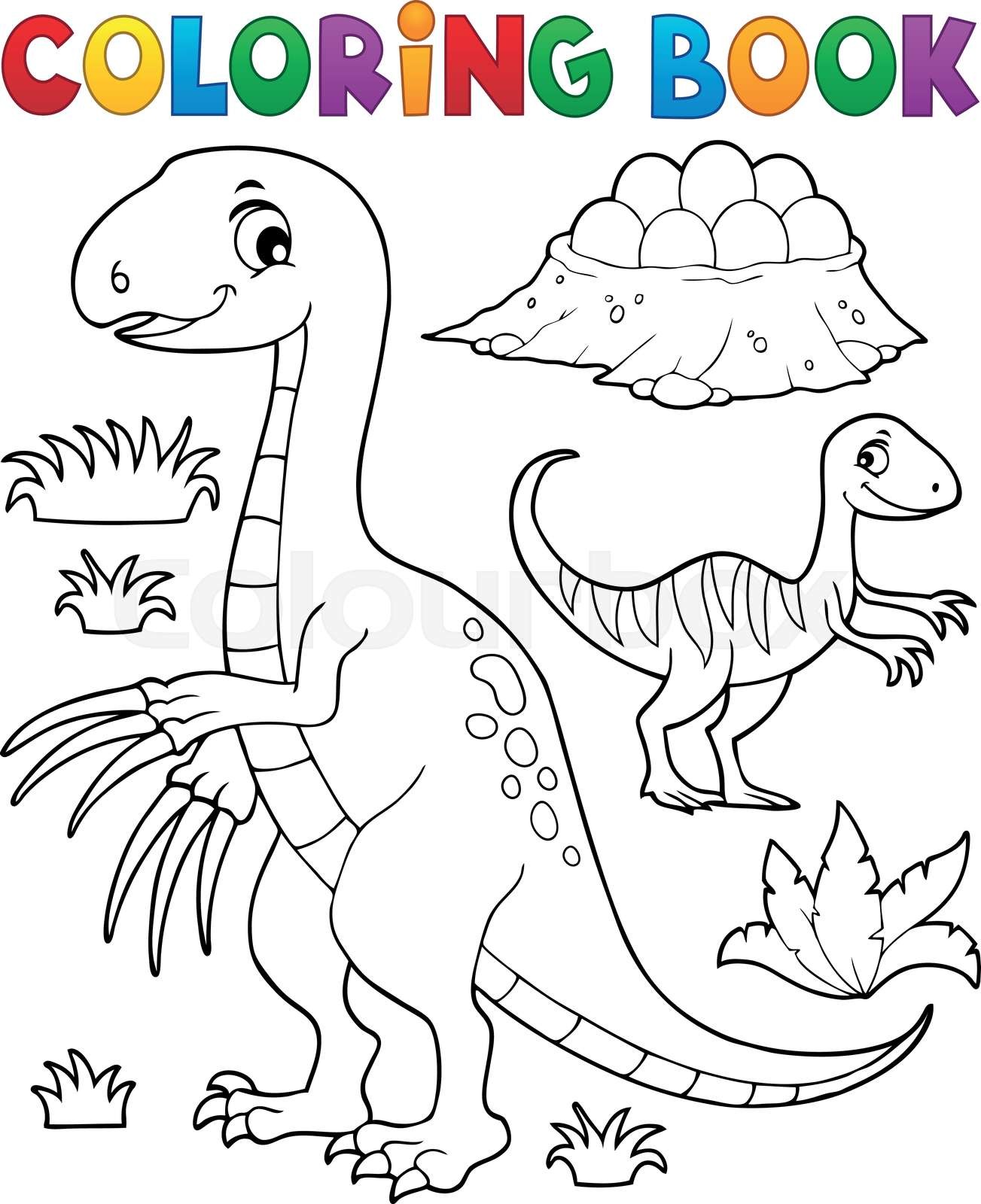 Coloring book dinosaur subject image stock vector