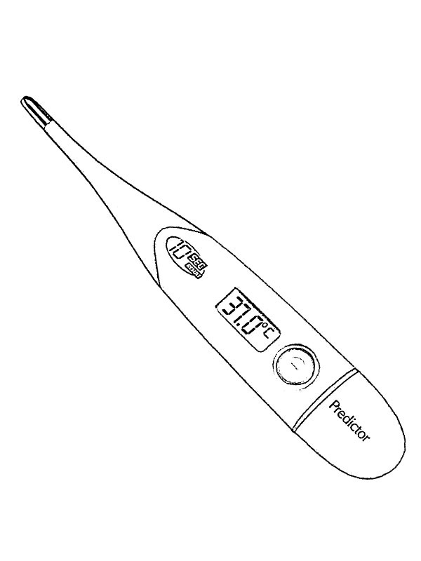 Digital fever thermometer coloring page