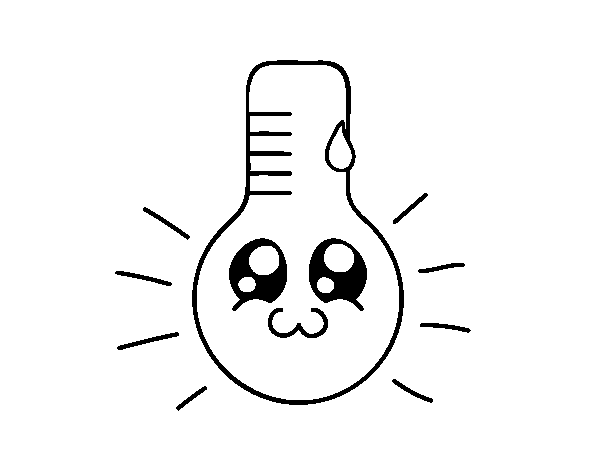 Kawaii thermometer coloring page