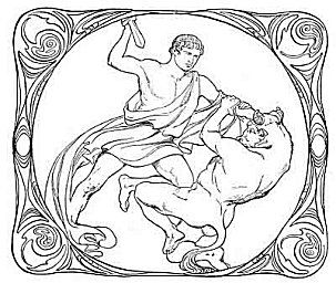 Theseus and the minotaur public domain image monster coloring pages art deco illustration animal coloring pages