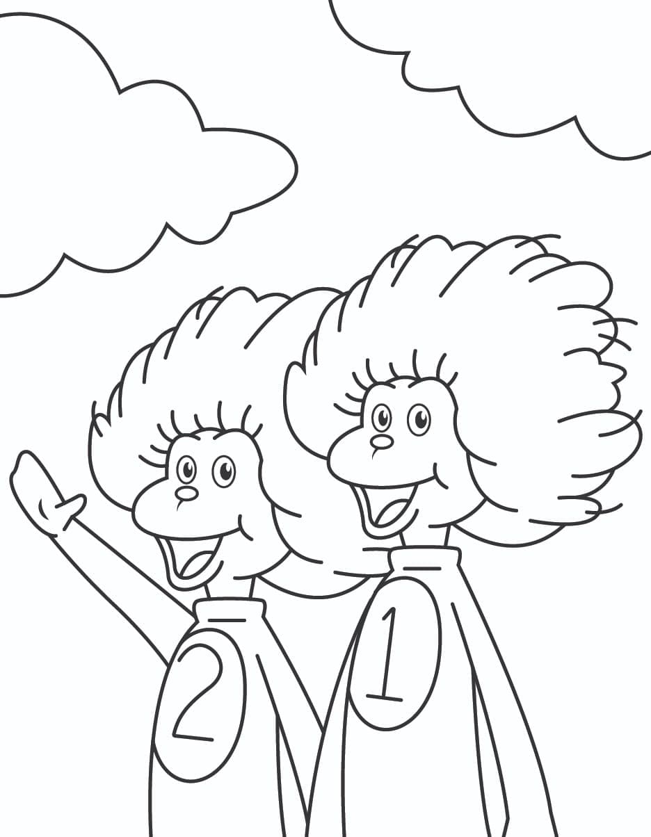 Thing one and thing two from cat in the hat coloring page