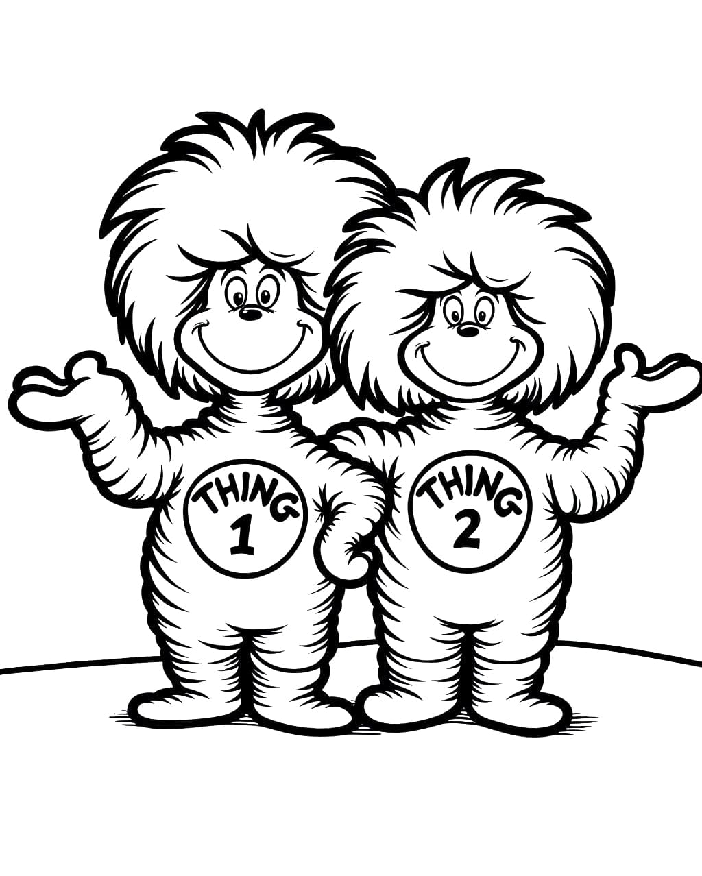 Cute thing one and thing two coloring page