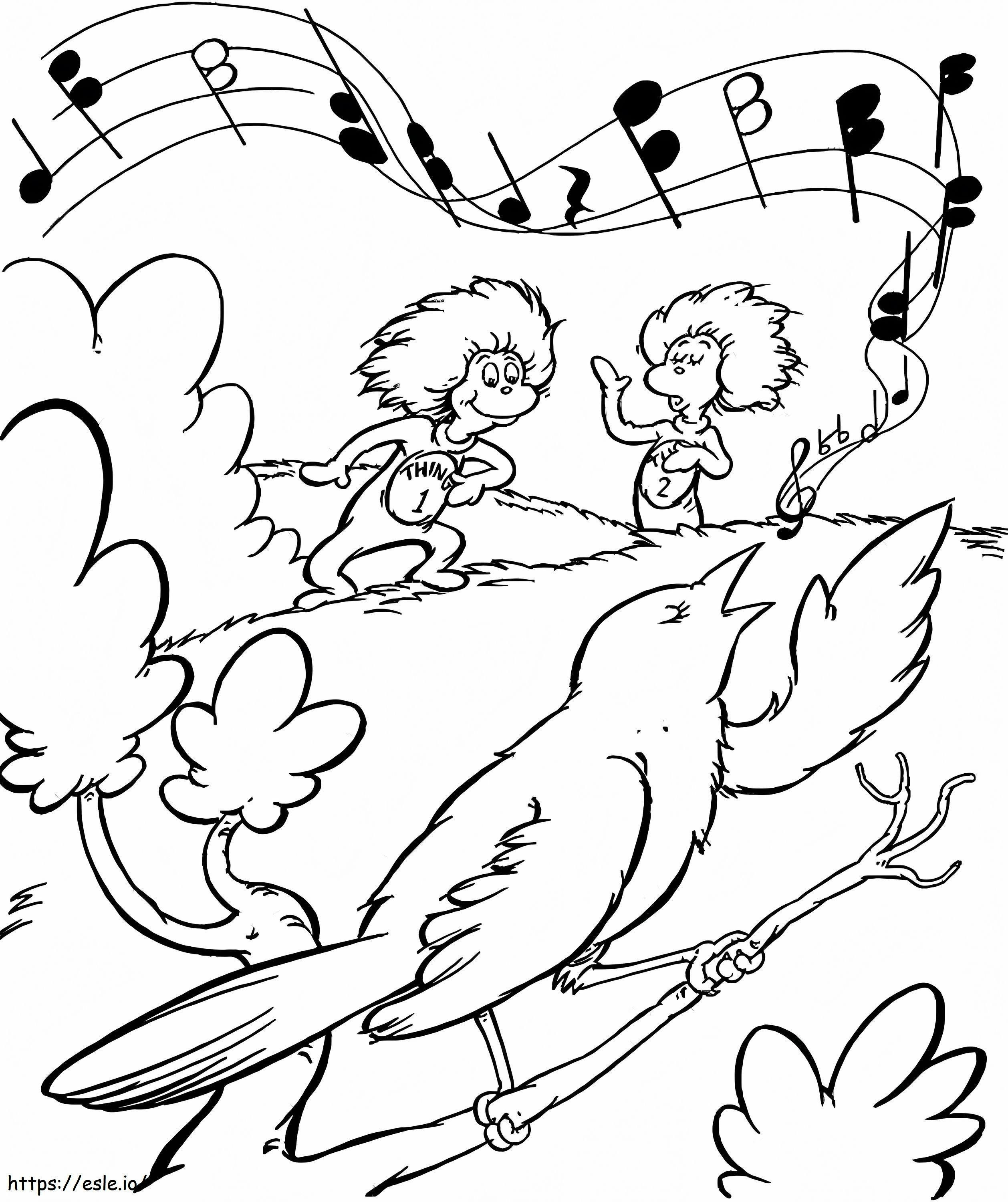 Bird with thing and thing a coloring page