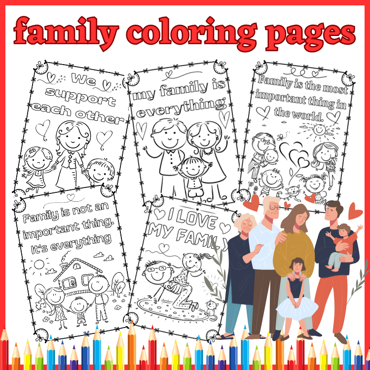 Family coloring pages made by teachers