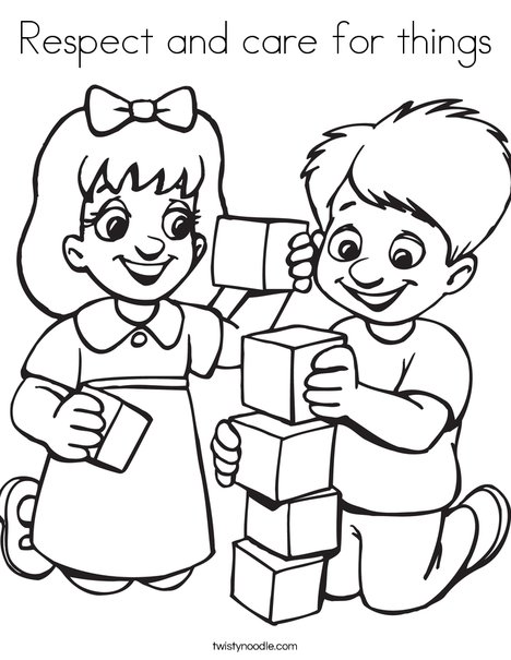 Respect and care for things coloring page