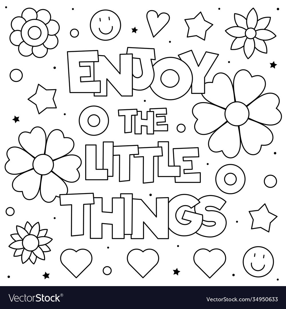 Enjoy little things coloring page royalty free vector image