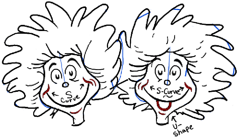 How to draw thing one and thing two from dr seuss the cat in the hat