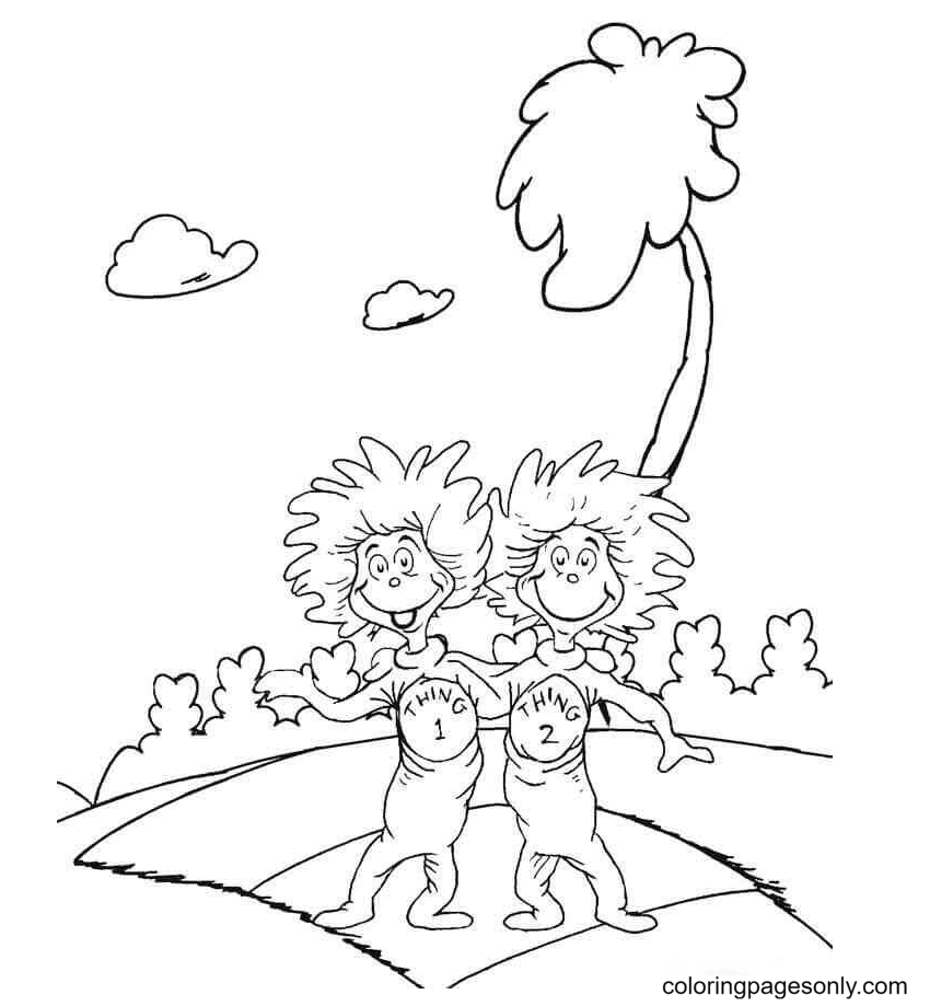 Happy thing one and thing two coloring page