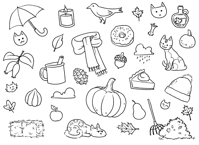 Fall things coloring page