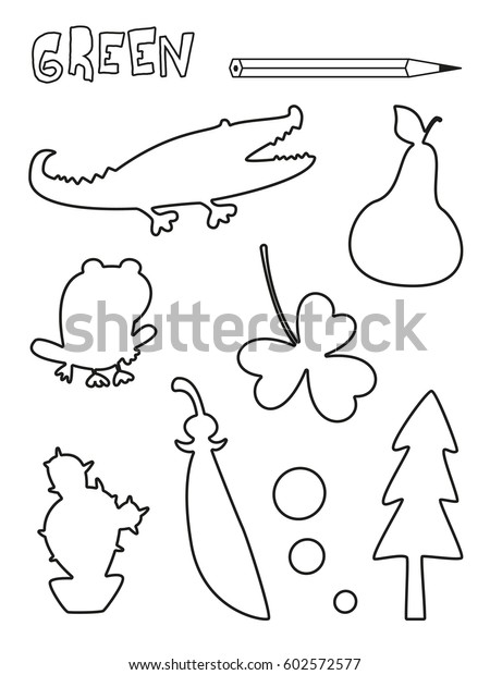 Coloring page green things set single stock vector royalty free