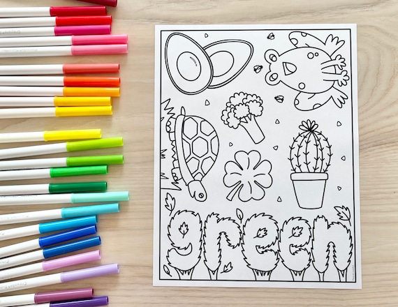 Green things coloring page