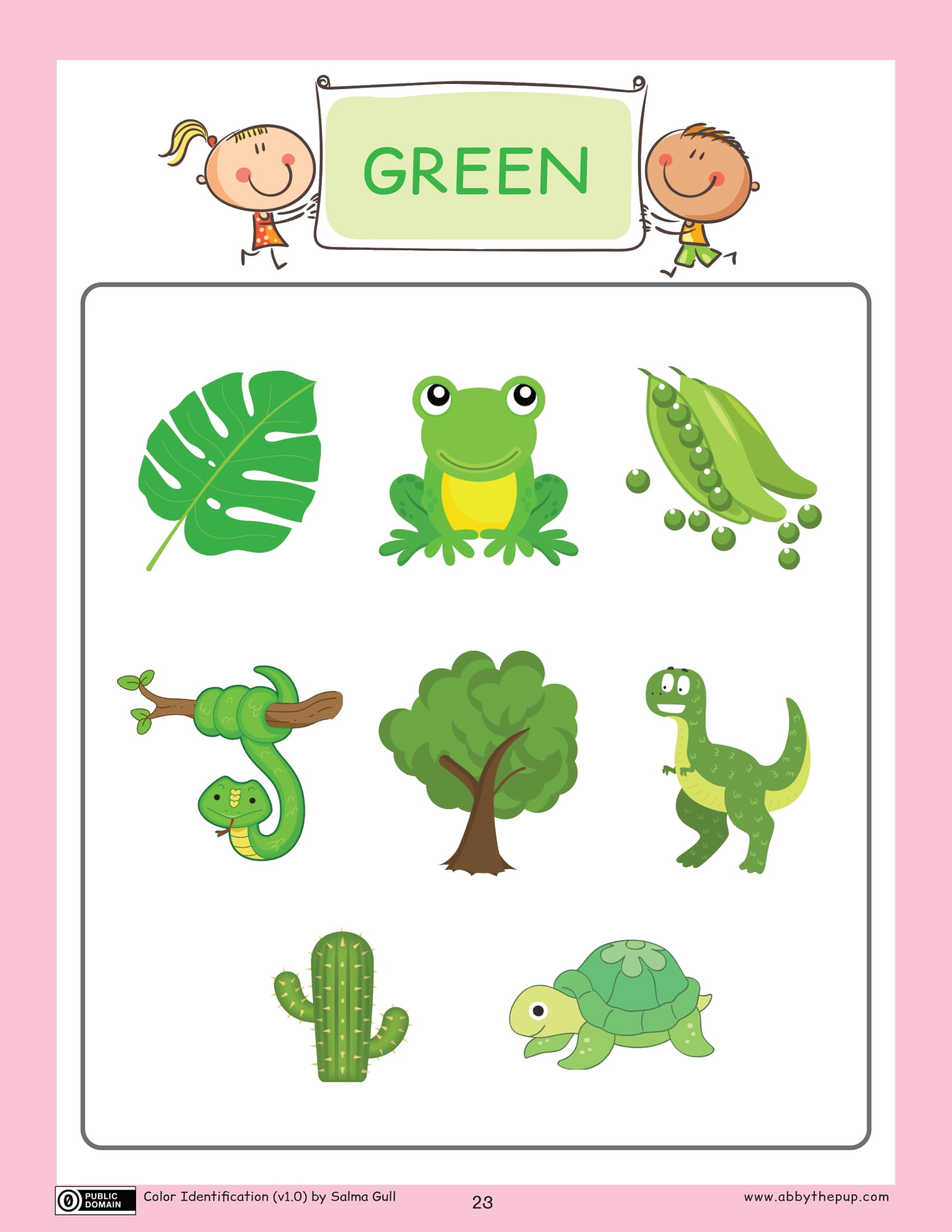 Green color flash card free printable puzzle games