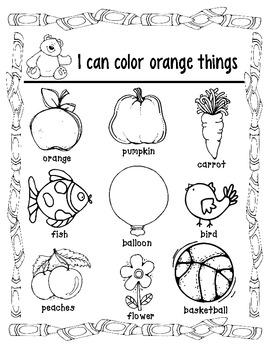 Color identification coloring pages by loving life in kindergarten