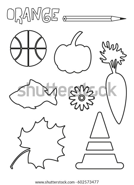 Coloring page orange things set single stock vector royalty free