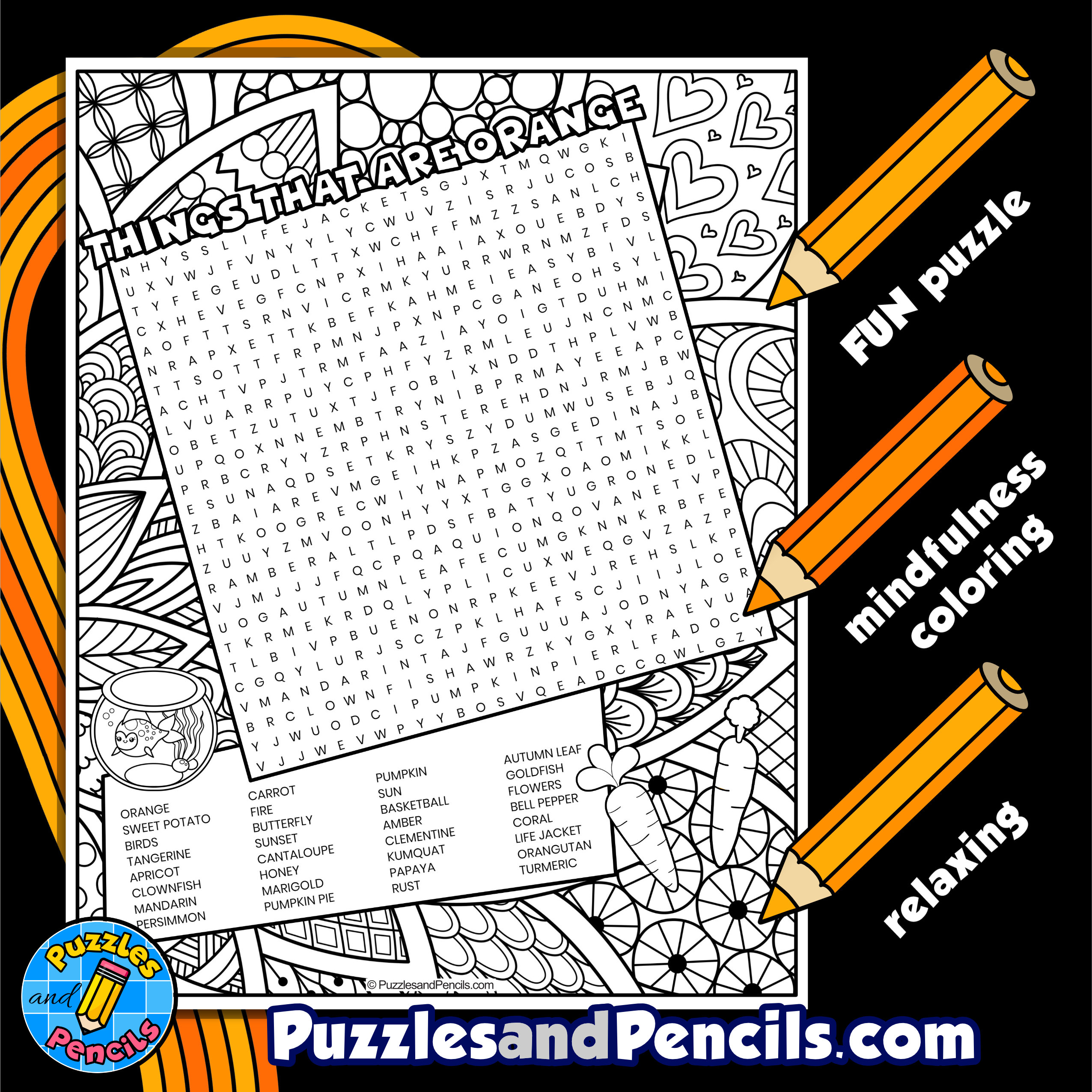 Things that are orange word search puzzle with coloring harmony day wordsearch made by teachers