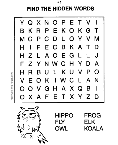 Printable word search puzzles