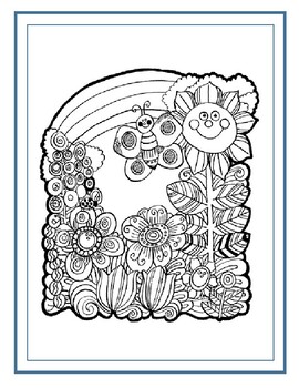 Difficult spring terms word search and coloring page